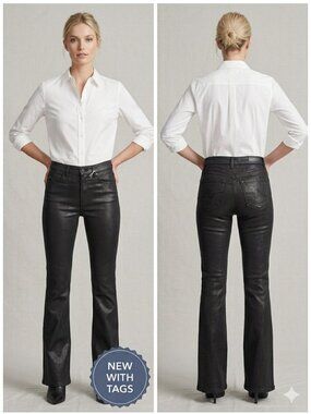 NWT AG Adriano Goldschmied The Alexxis Boot Coated Black Jeans High Rise 25